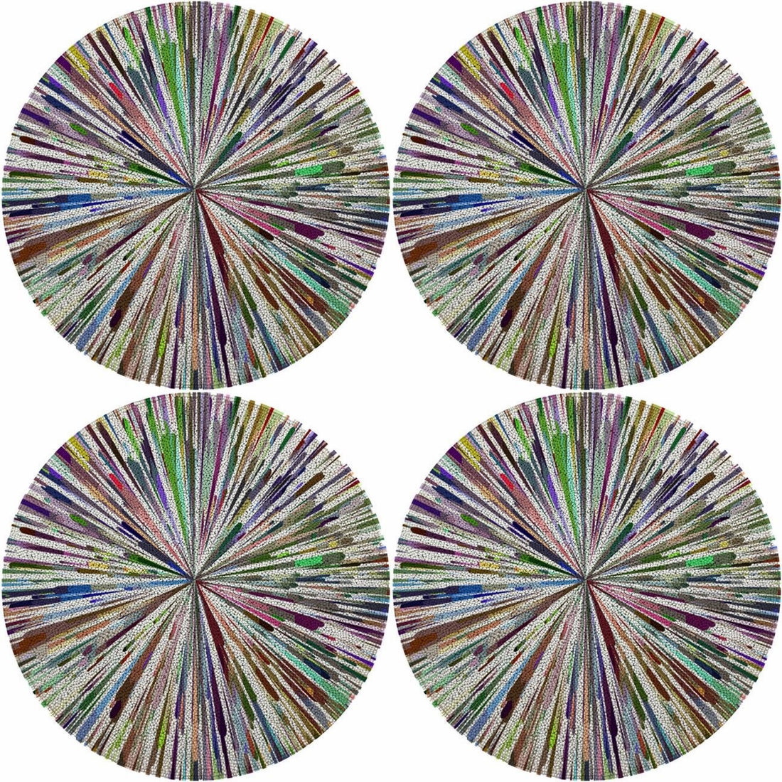 Fireworks White Round Beaded Placemat Smooth