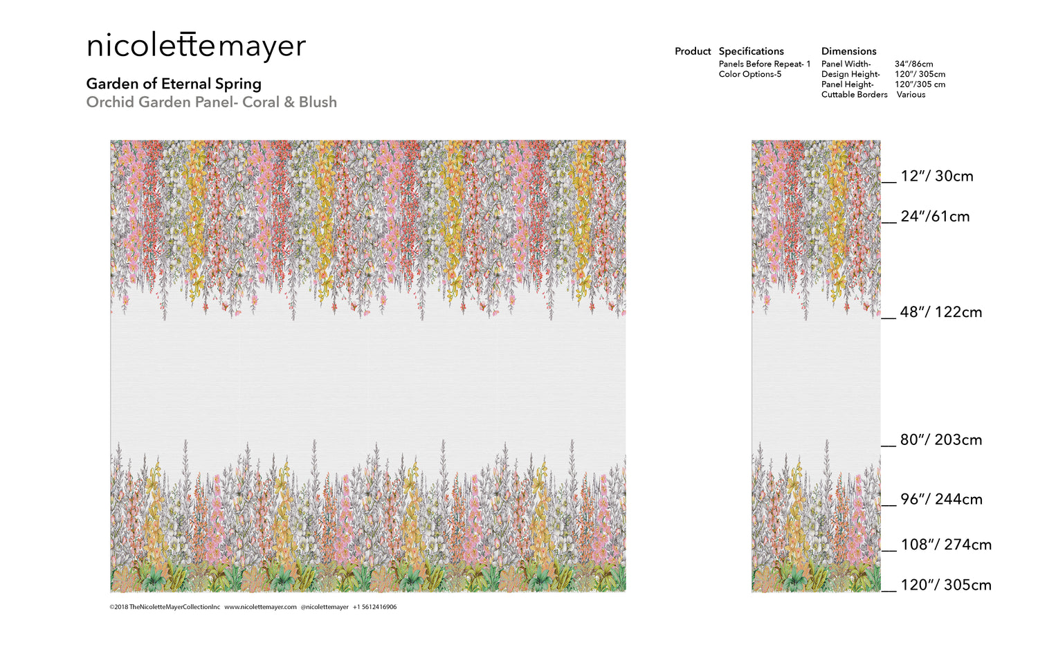 Orchid Garden Grasscloth Mural Panel - nicolettemayer.com