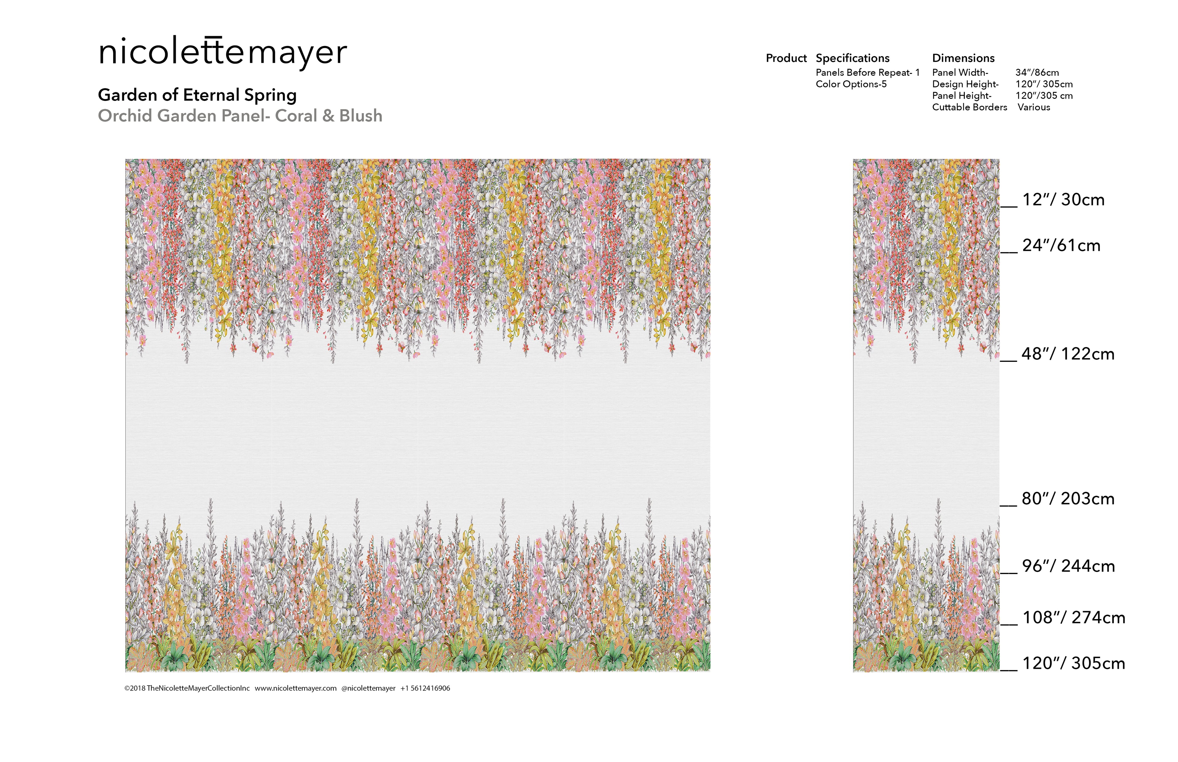 Orchid Garden Grasscloth Mural Panel - nicolettemayer.com