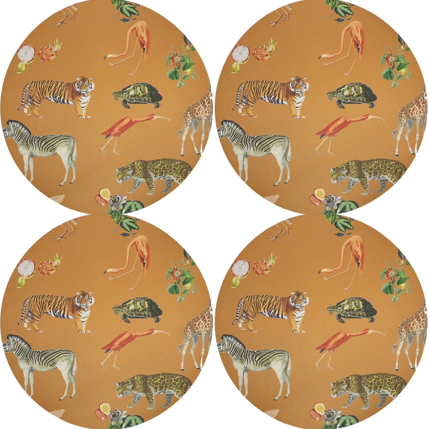 Exotix Tangerine 16&quot; Round Pebble Placemat, Set Of 4