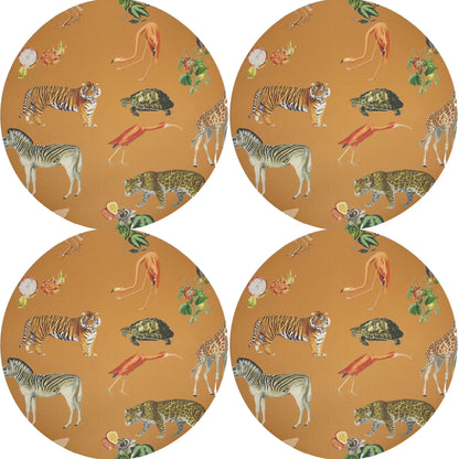 Exotix Tangerine 16&quot; Round Pebble Placemat, Set Of 4