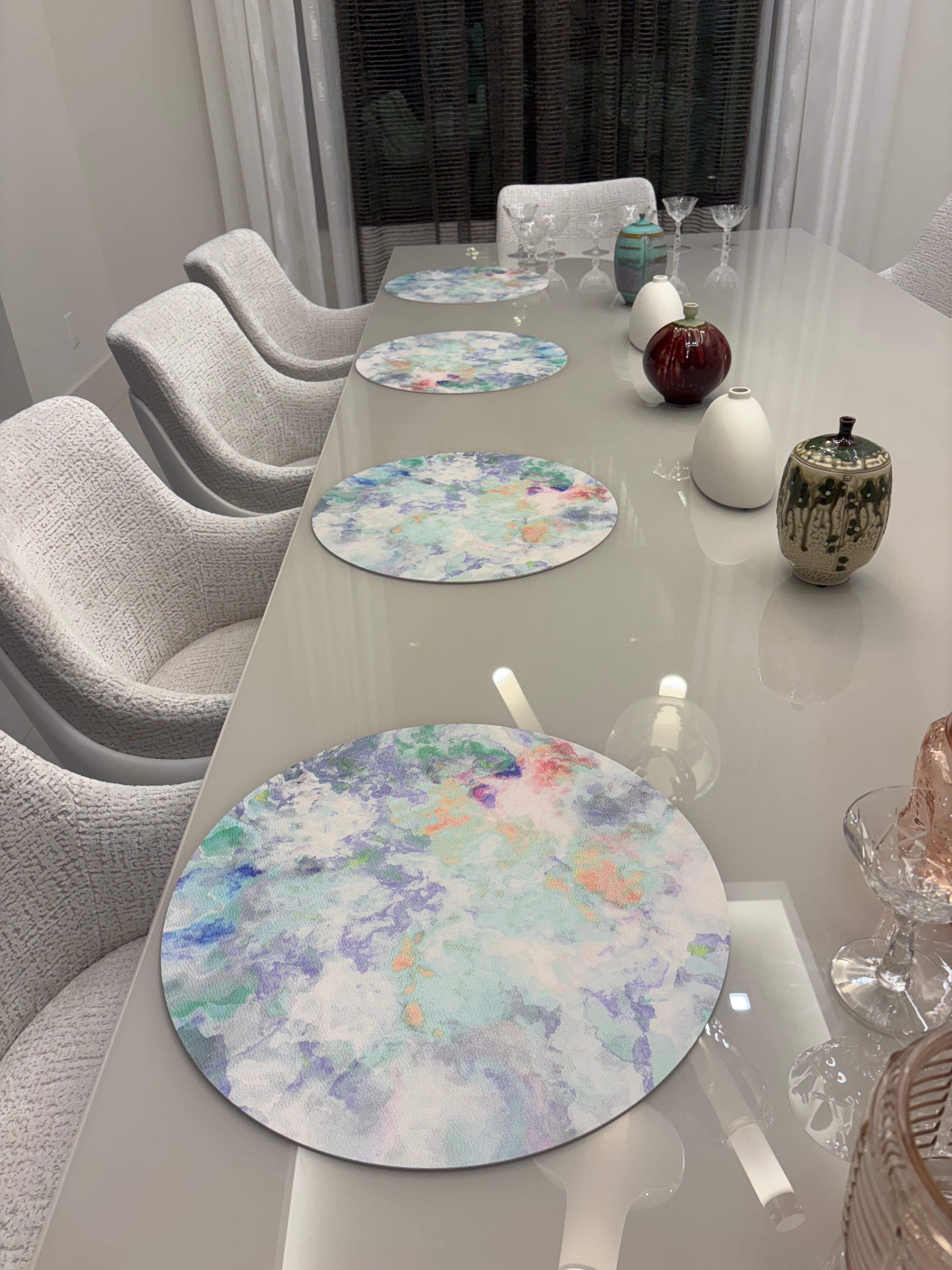 IMPRESSIONISM SPRING 16&quot; ROUND PEBBLE PLACEMATS, SET OF 4 - nicolettemayer.com