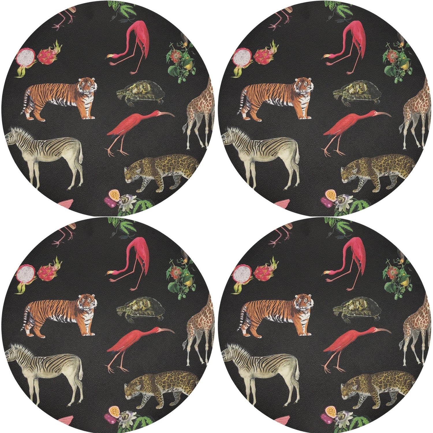 Exotix Black 16&quot; Round Pebble Placemat, Set Of 4 - nicolettemayer.com