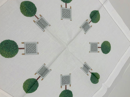 Timothy Corrigan Topiary Radial 22&quot;x22&quot; Hemstitch Dinner Napkins, Set Of 4