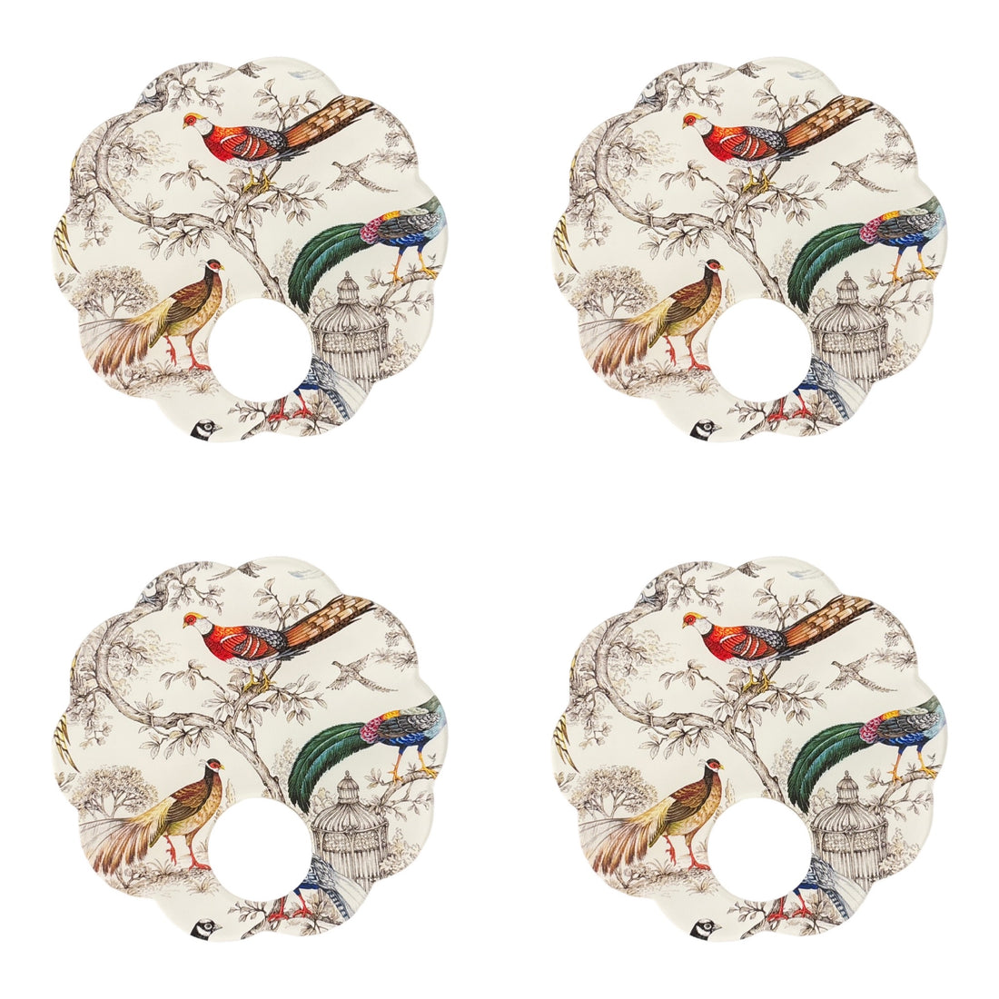 Sauvage White Acrylic Scallop Napkin Ring - Set of 4