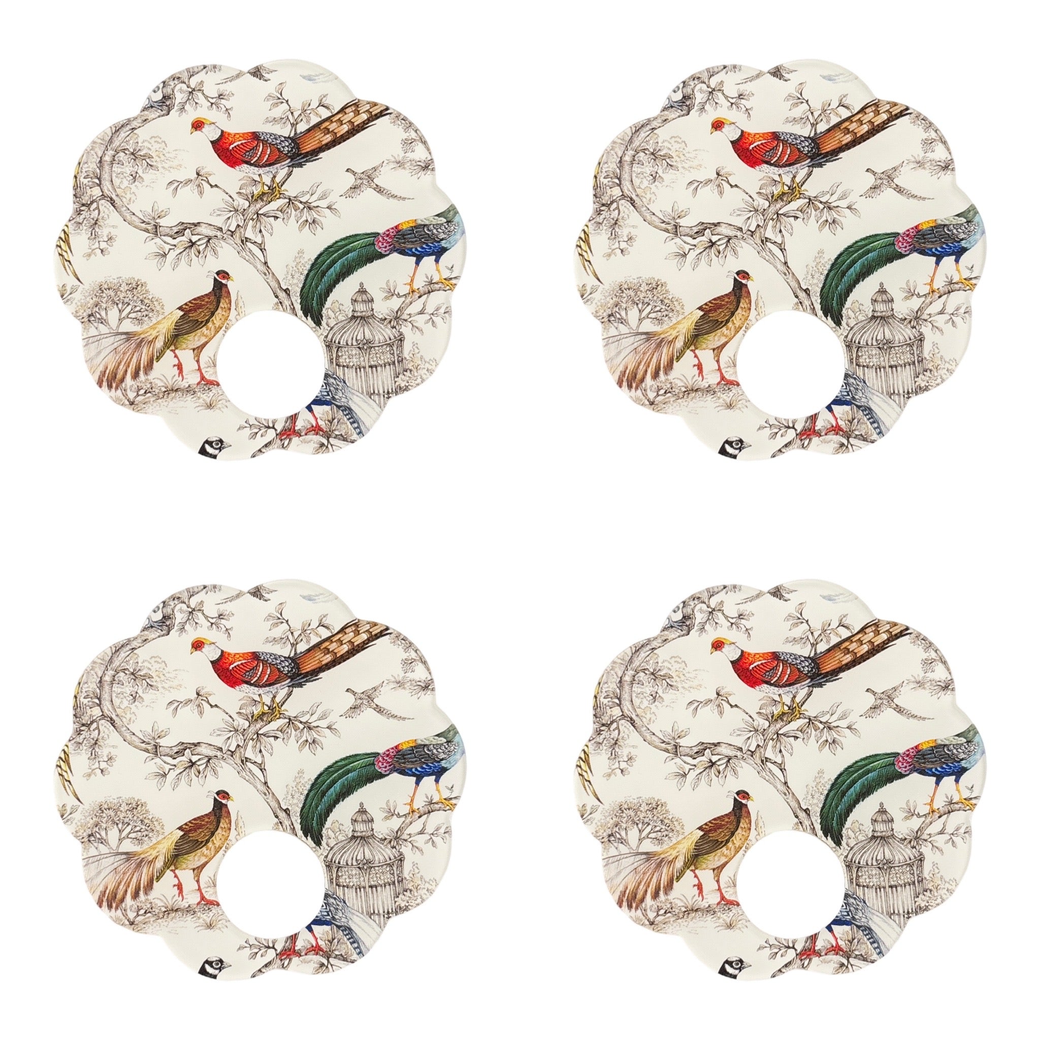 Sauvage White Acrylic Scallop Napkin Ring - Set of 4