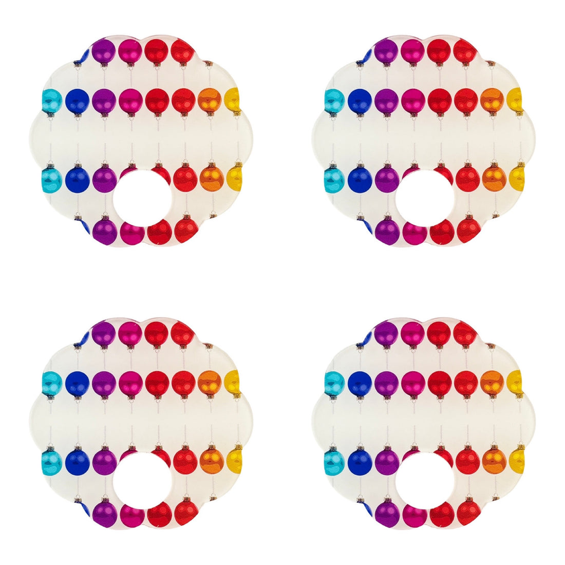 Merry Everything Acrylic Scallop Napkin Ring - Set of 4