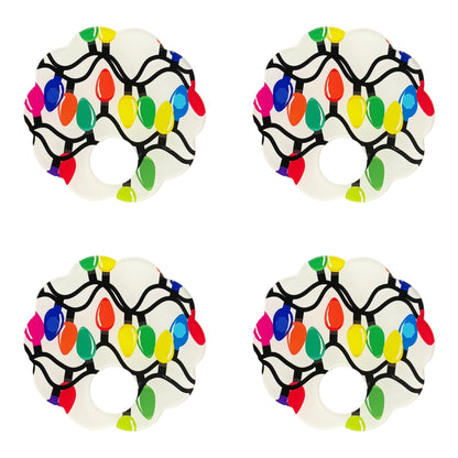 Xmas Tangle Primaries Acrylic Scallop Napkin Ring - Set of 4