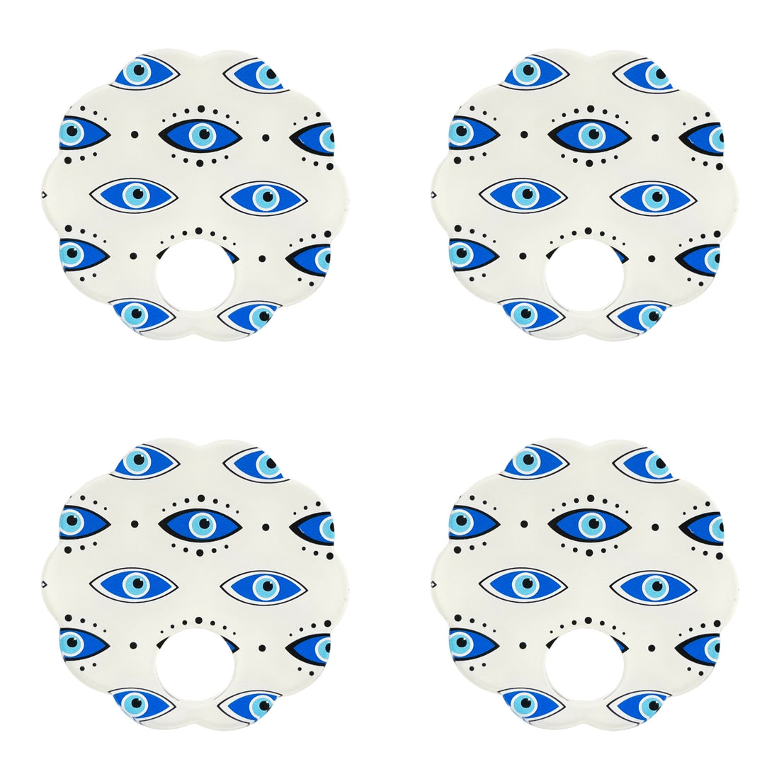 Eyes Blue Acrylic Scallop Napkin Ring - Set of 4