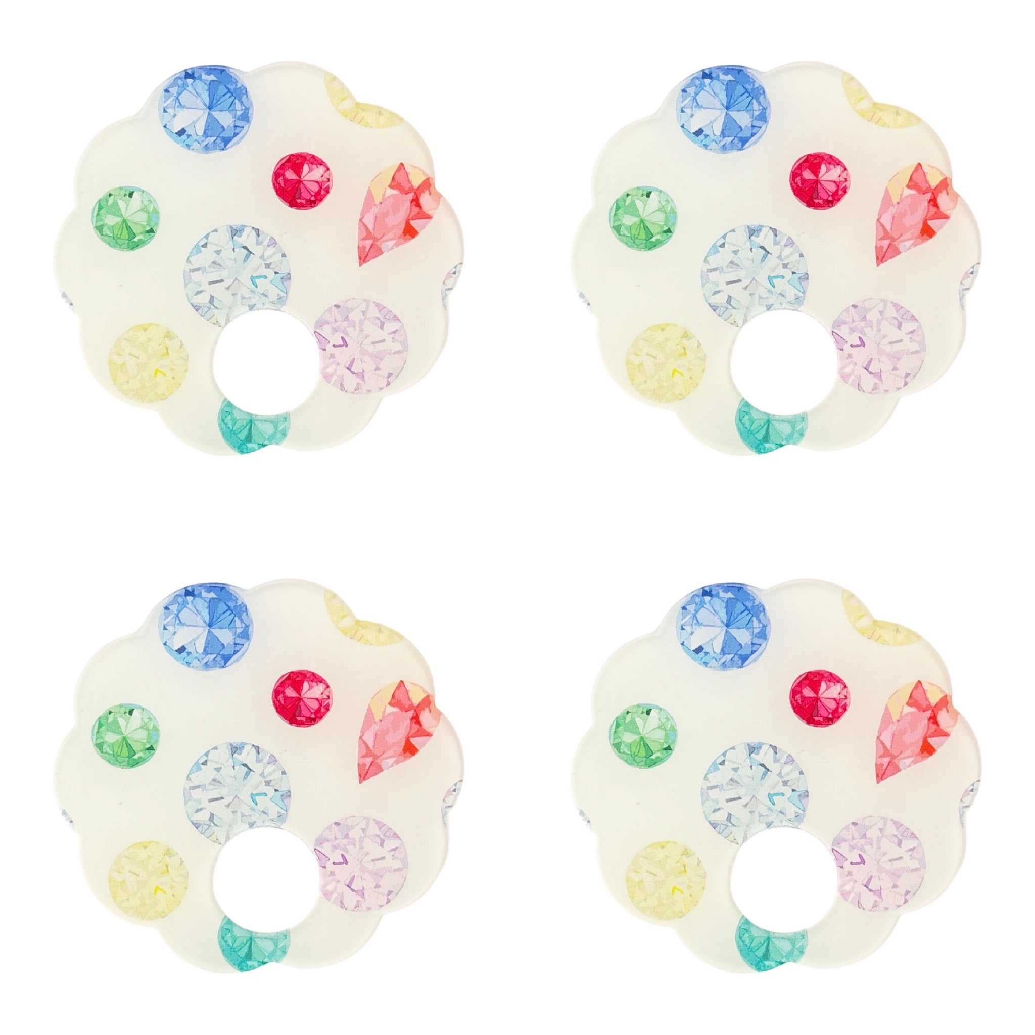 Jewel White Acrylic Scallop Napkin Ring - Set of 4
