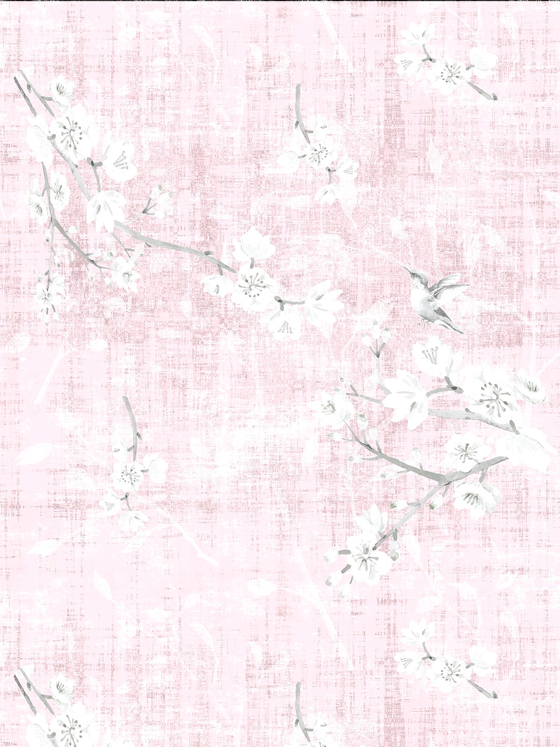 Blossom Fantasia Soft Pink Grasscloth Printed Wallpaper - nicolettemayer.com