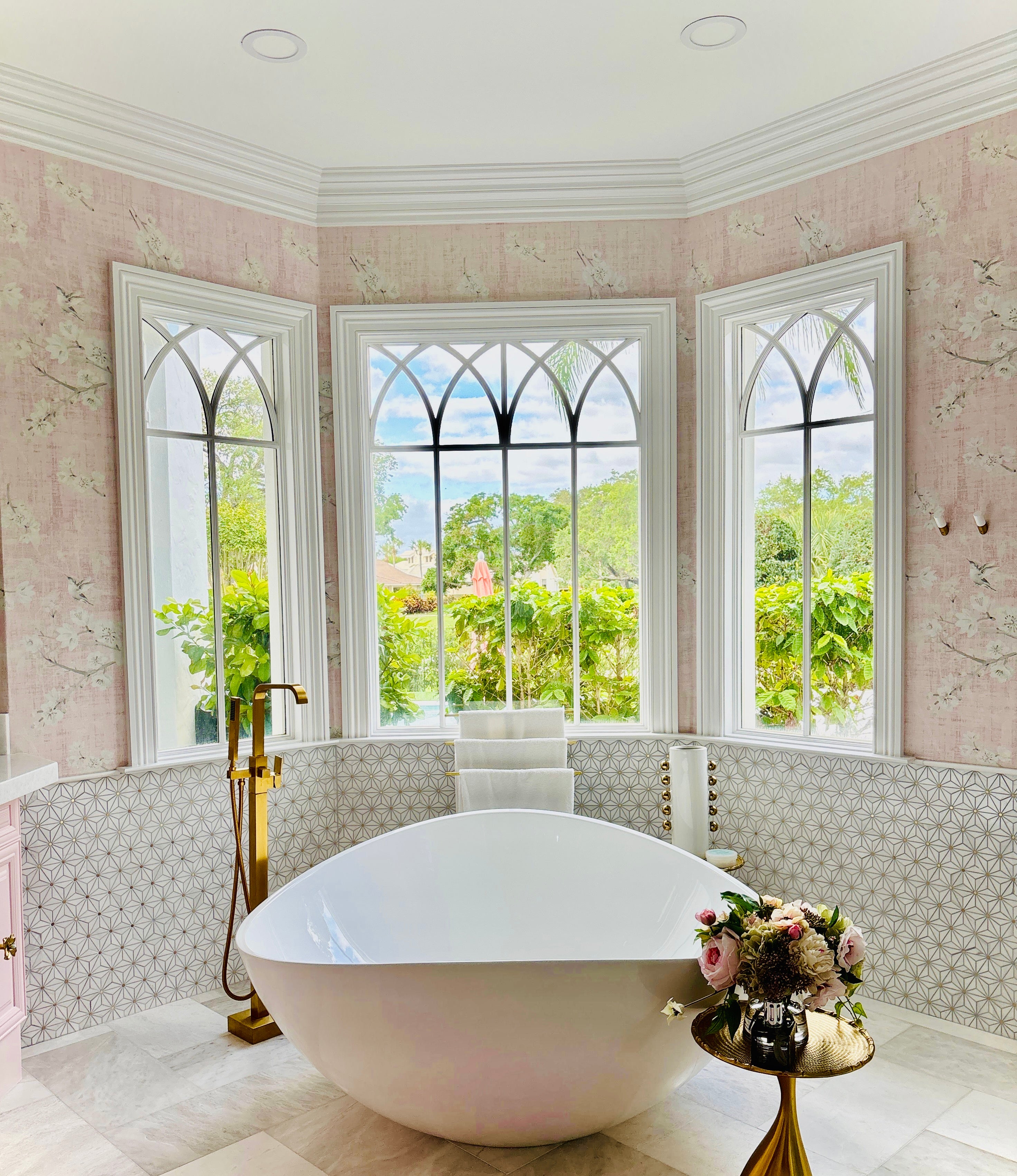 Blossom Fantasia Soft Pink Grasscloth Printed Wallpaper - nicolettemayer.com