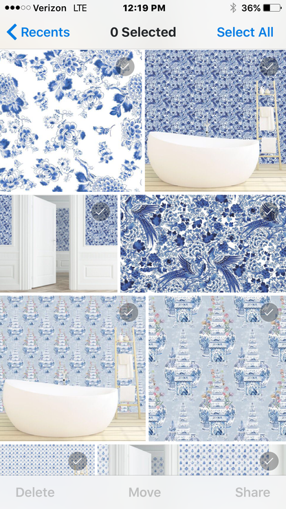 Garniture Scenic Tulips Blue Non Woven Mural, Left Panel