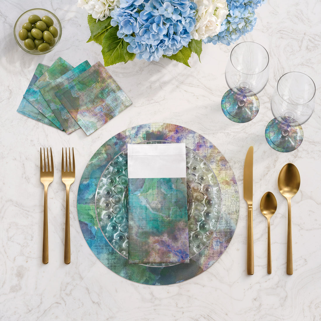 Impressionism Coast Vegan Leather Round Pebble Placemat - nicolettemayer.com