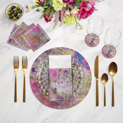 Impressionism Fressia Vegan Leather Round Pebble Placemat - nicolettemayer.com