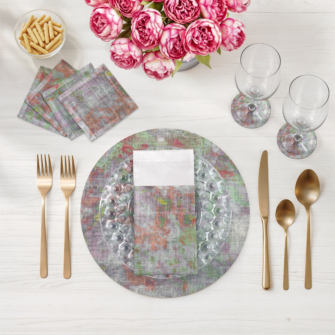Impressionism Holiday Vegan Leather Round Pebble Placemat - nicolettemayer.com