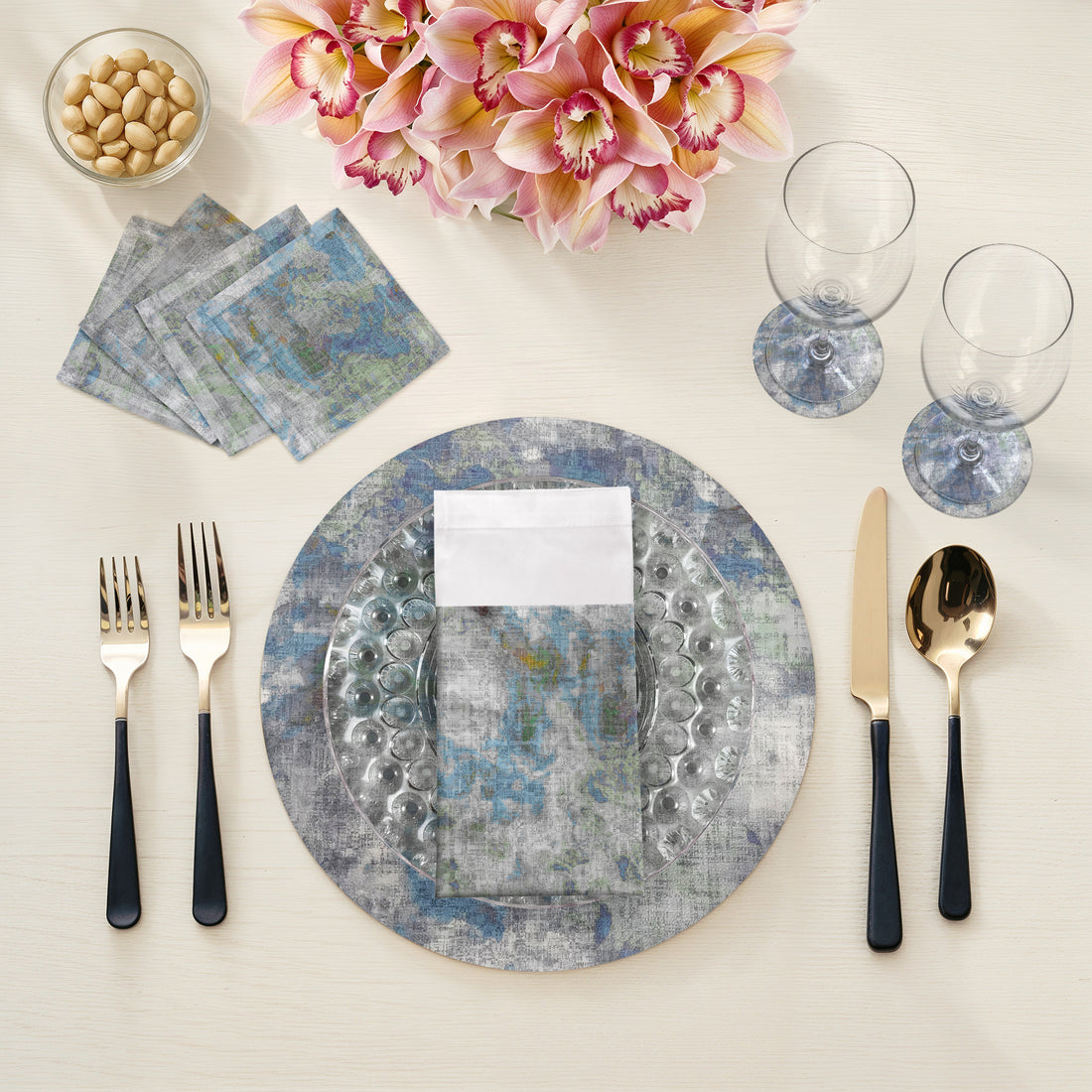 Impressionism Opulence Vegan Leather Round Pebble Placemat - nicolettemayer.com