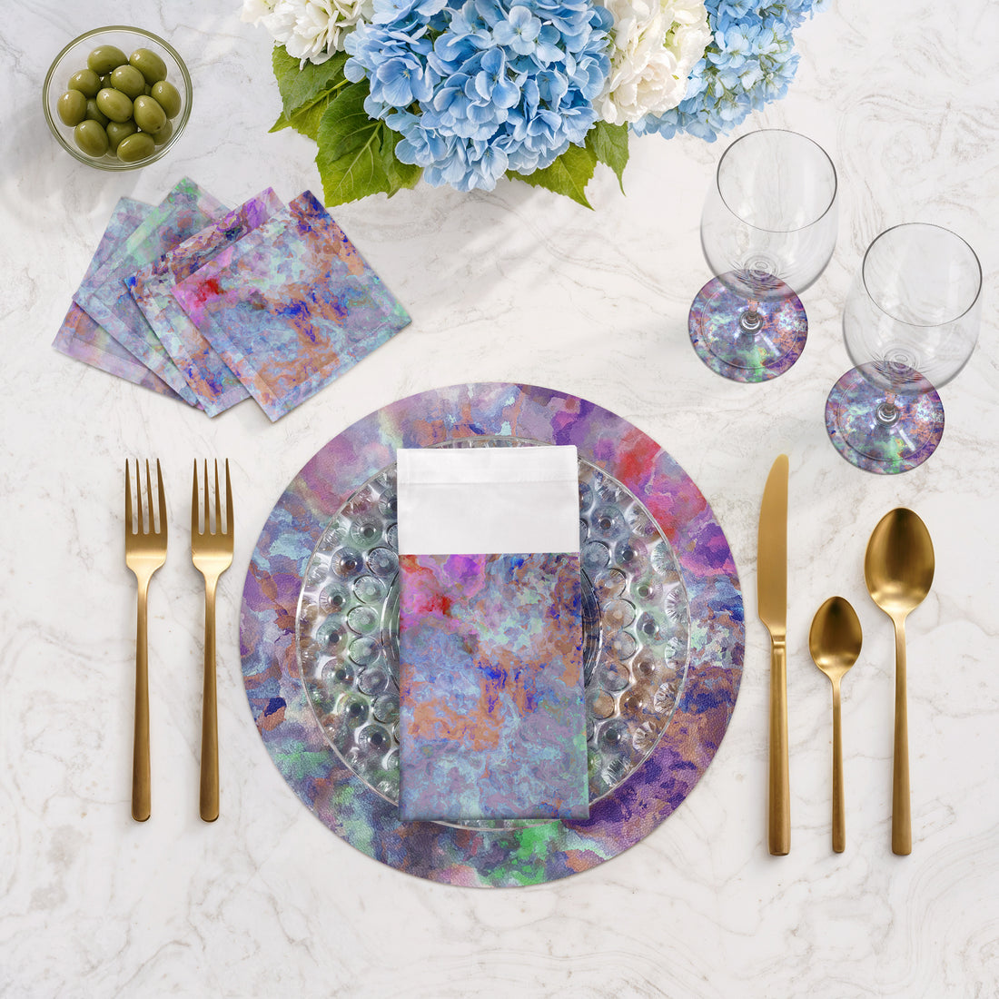 Impressionism Passiflora Vegan Leather Round Pebble Placemat - nicolettemayer.com