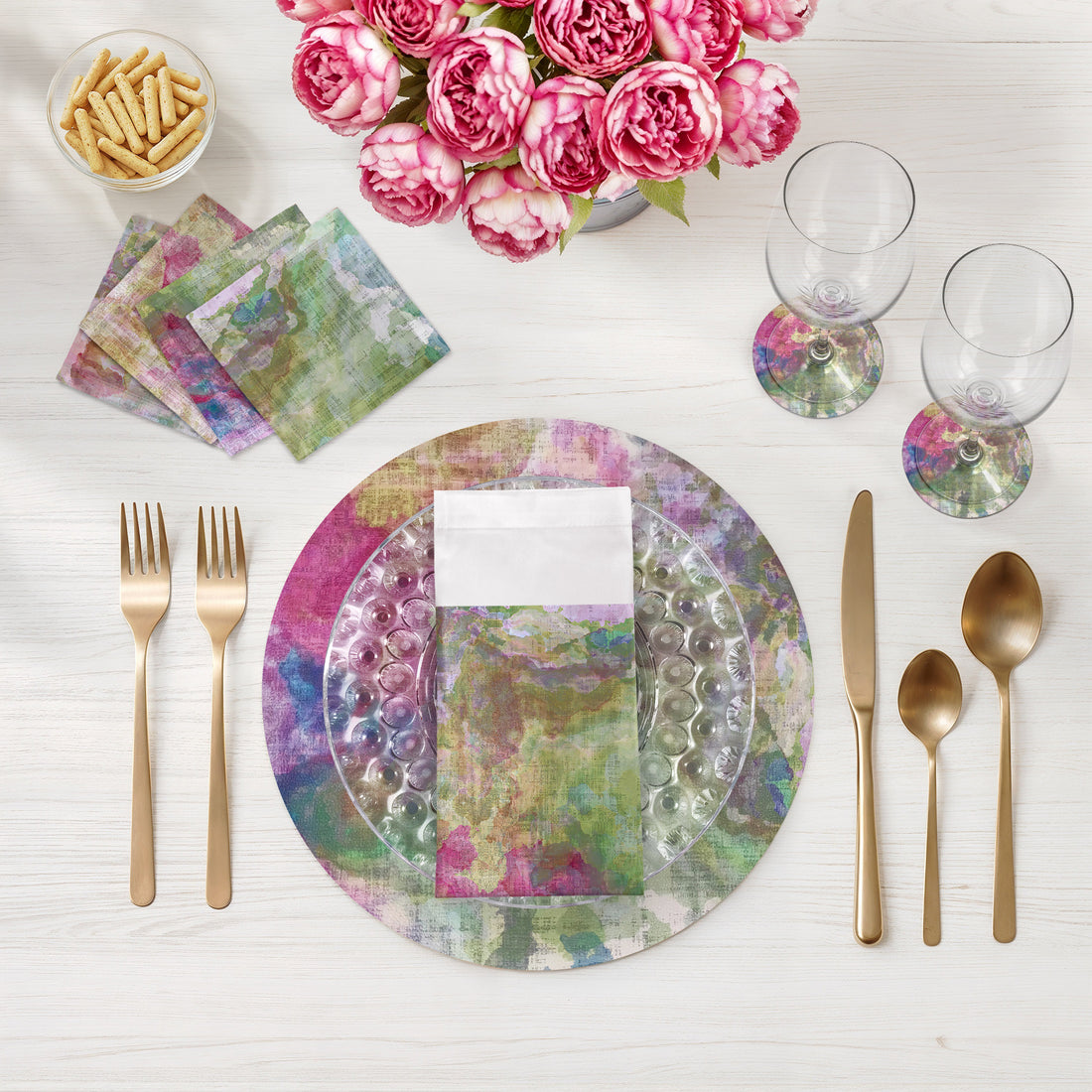 Impressionism Richesse Vegan Leather Round Pebble Placemat - nicolettemayer.com