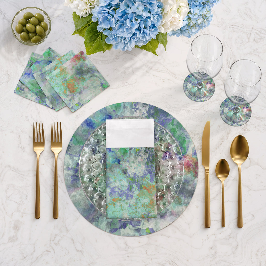 Impressionism Spring Vegan Leather Round Pebble Placemat - nicolettemayer.com