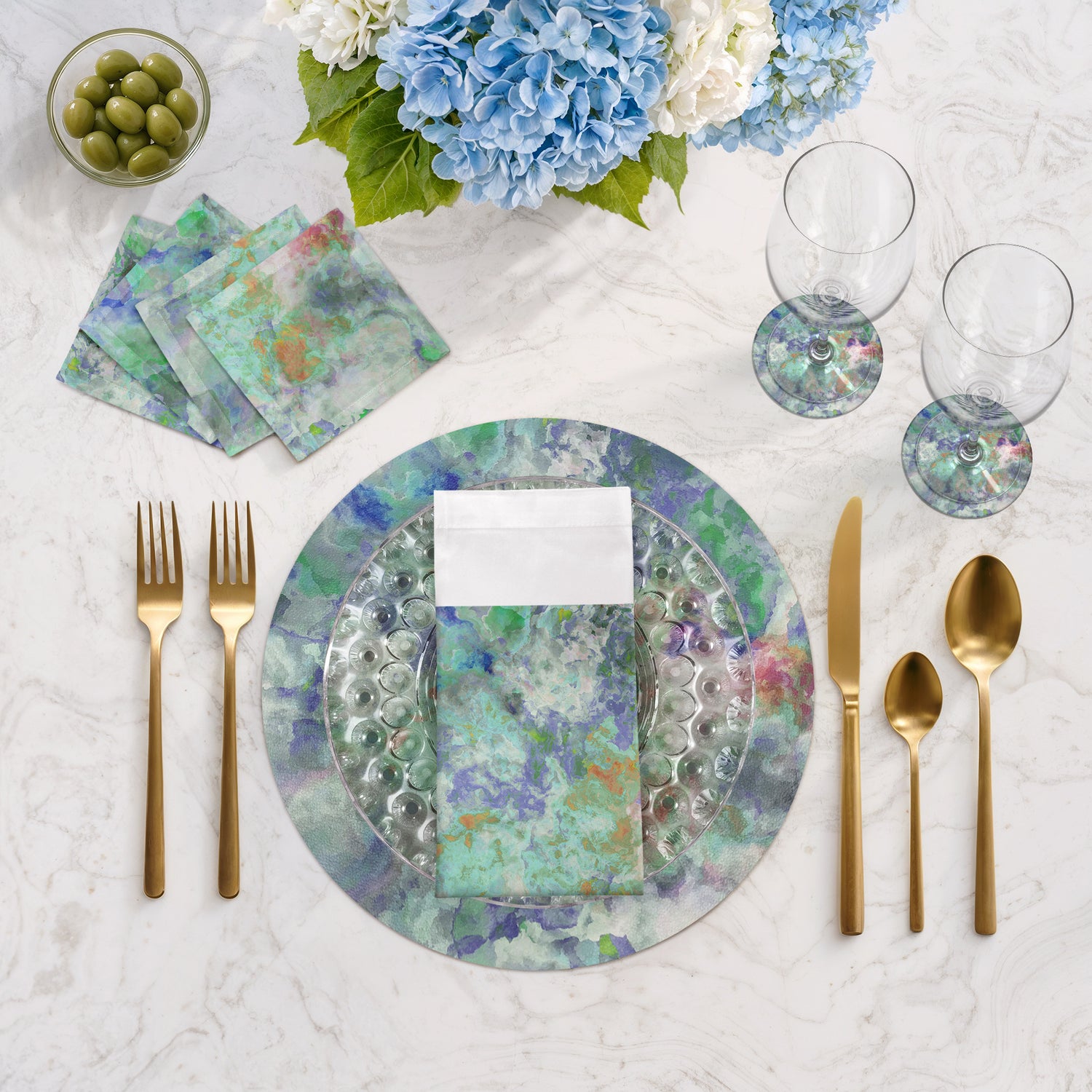Impressionism Spring Vegan Leather Round Pebble Placemat - nicolettemayer.com