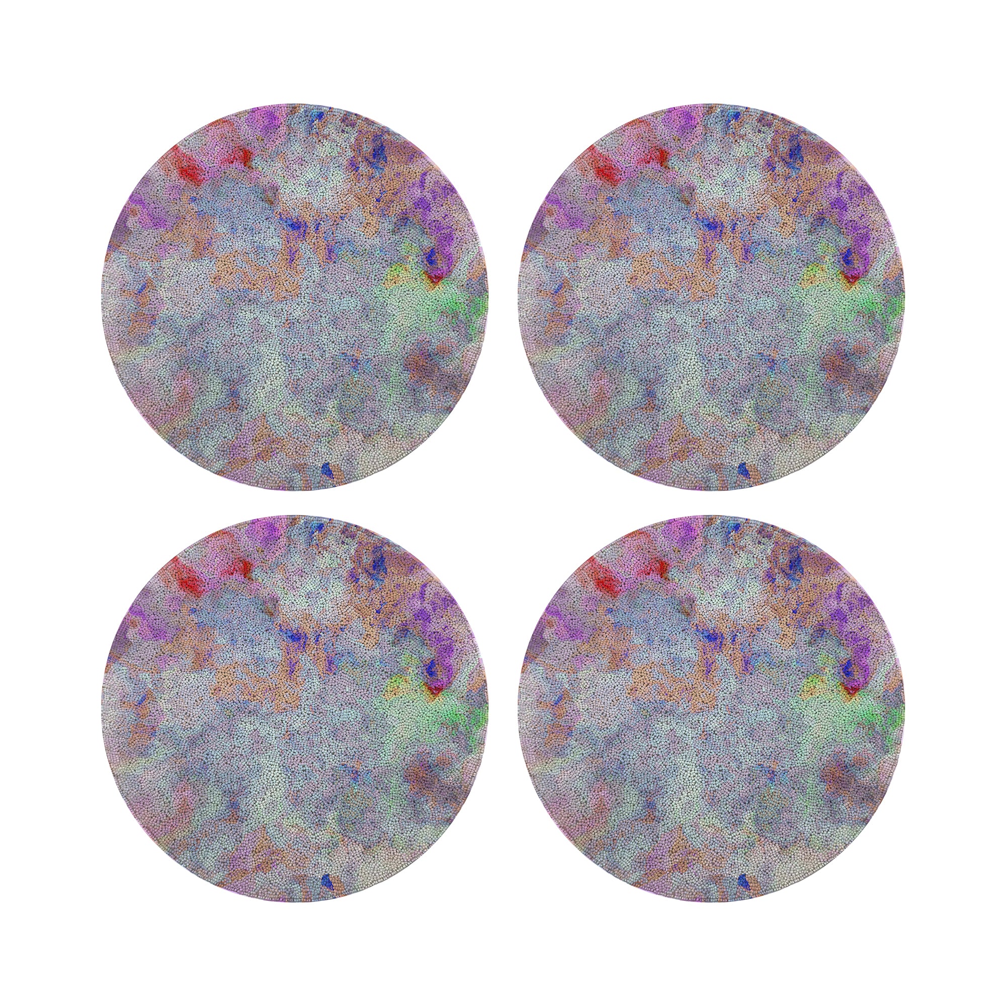 Impressionism Passiflora Round Beaded Placemat Smooth