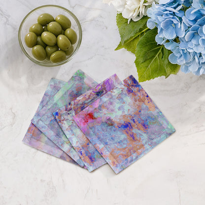 IMPRESSIONISM PASSIFLORA 6"X6" HEMSTITCH COCKTAIL NAPKINS, SET OF 4 - nicolettemayer.com