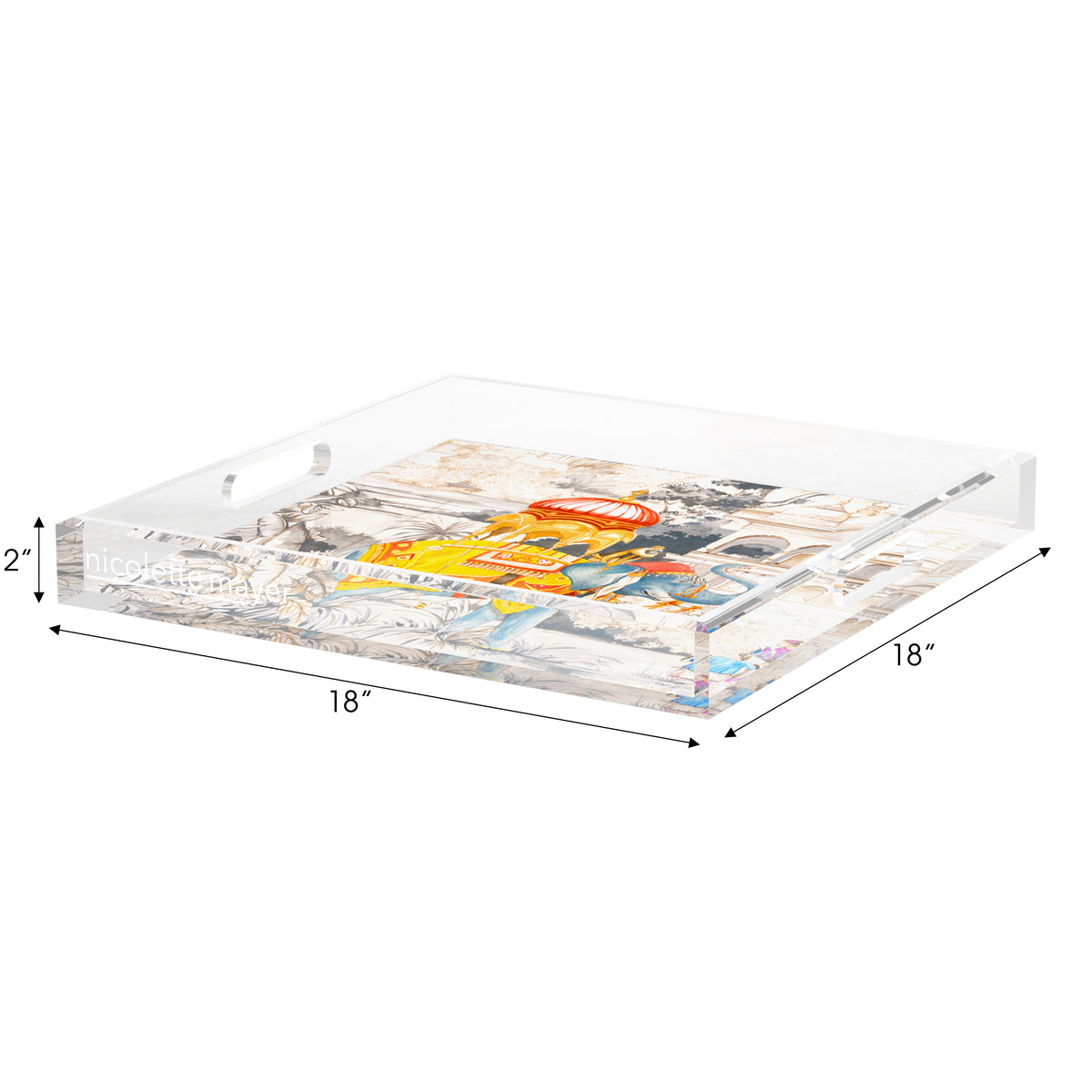 India Elephant Acrylic Decorative Tray, 18 x 18 in. by Nicolette Mayer 