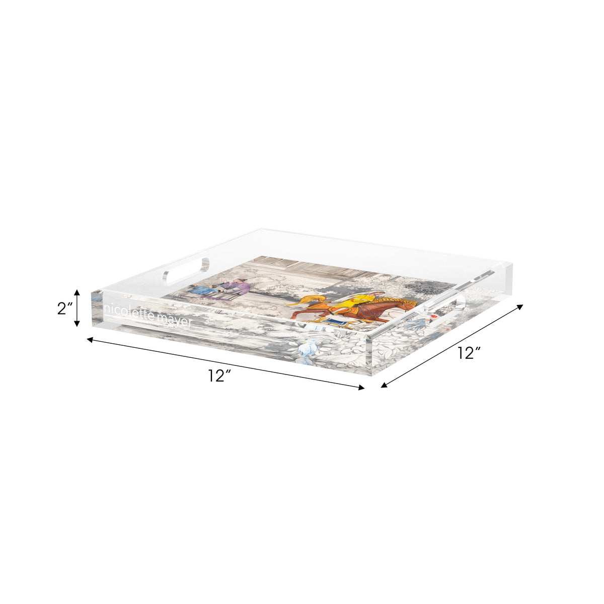 India Horse and Lady Acrylic Decorative Tray, 12 x 12 in. by Nicolette Mayer 