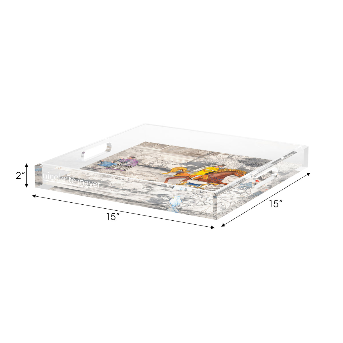 India Horse and Lady Acrylic Decorative Tray, 15 x 15 in. by Nicolette Mayer 