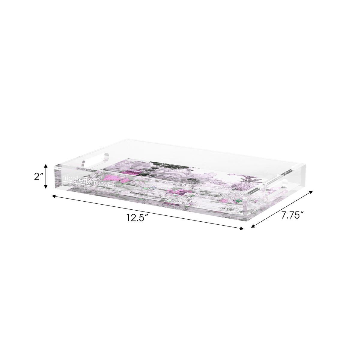 India Scene Verdigris Pink Acrylic Decorative Tray, 12.5 x 7.75 in. by Nicolette Mayer 