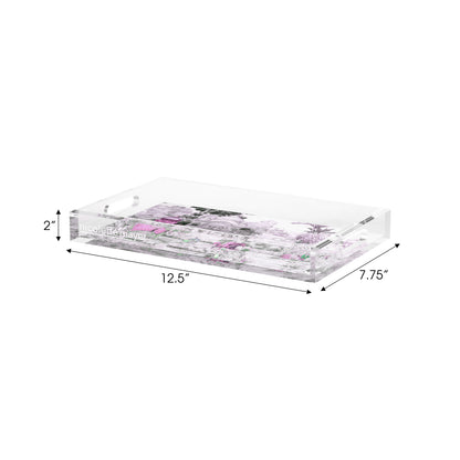 India Scene Verdigris Pink Acrylic Decorative Tray, 12.5 x 7.75 in. by Nicolette Mayer 