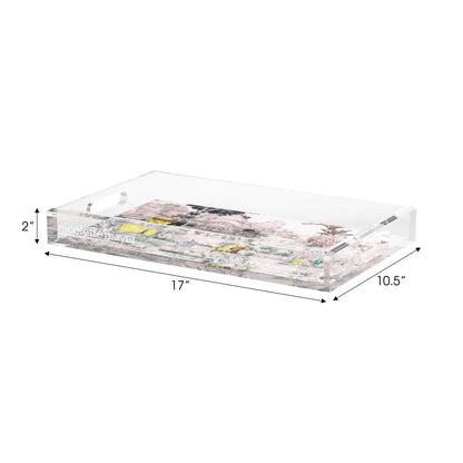 India Scene Yellow Acrylic Decorative Tray, 17 x 10.5 in. by Nicolette Mayer 
