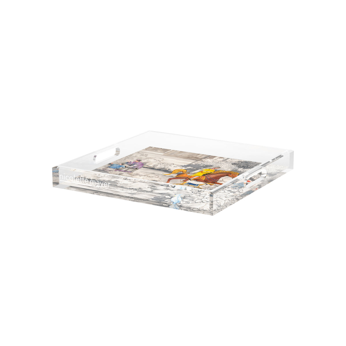 India Horse and Lady Acrylic Decorative Tray, 12 x 12 in. by Nicolette Mayer 