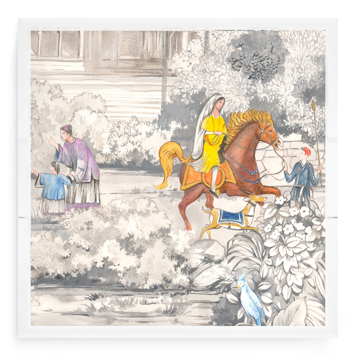 India Horse and Lady Acrylic Decorative Tray, 18 x 18 in. by Nicolette Mayer 