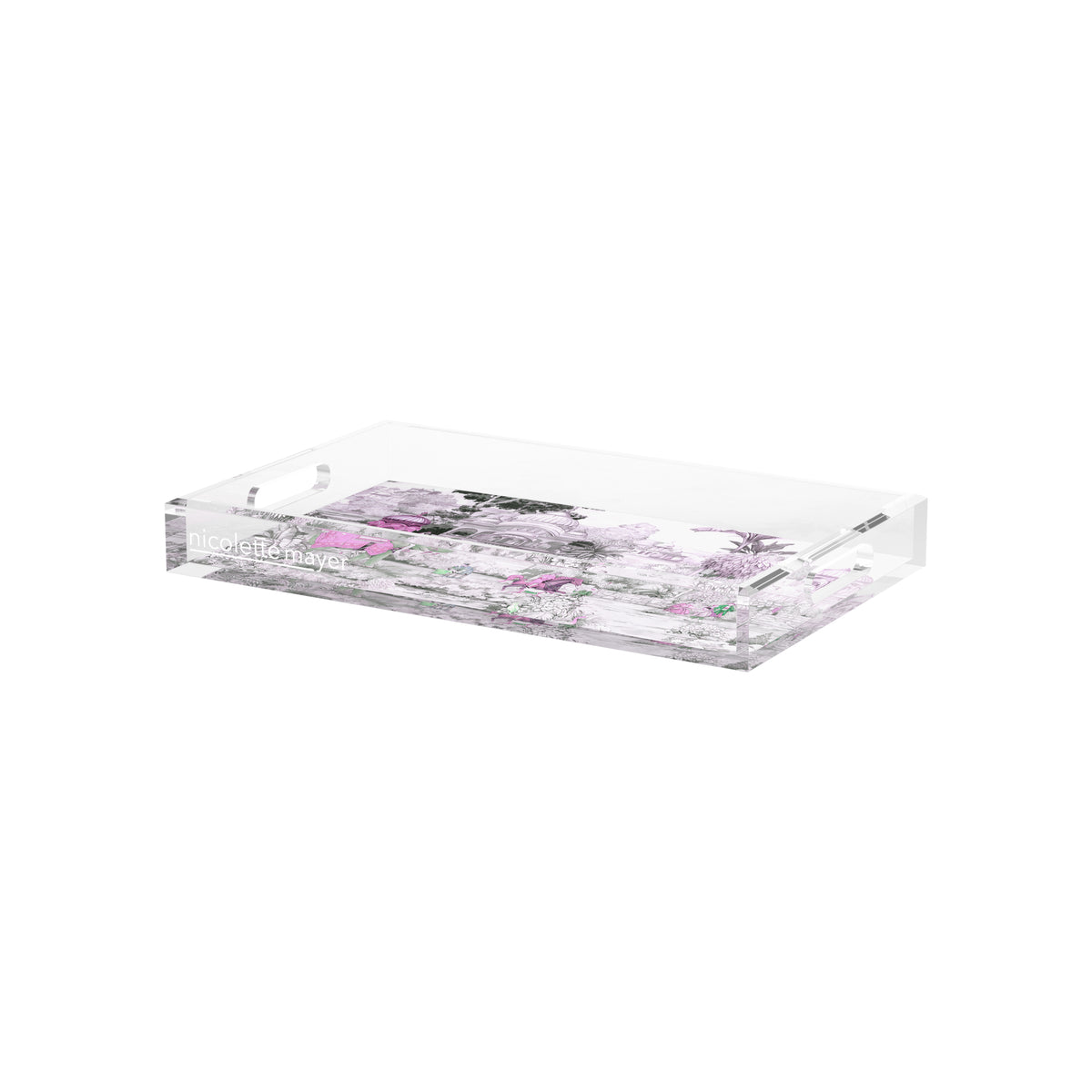 India Scene Verdigris Pink Acrylic Decorative Tray, 12.5 x 7.75 in. by Nicolette Mayer 