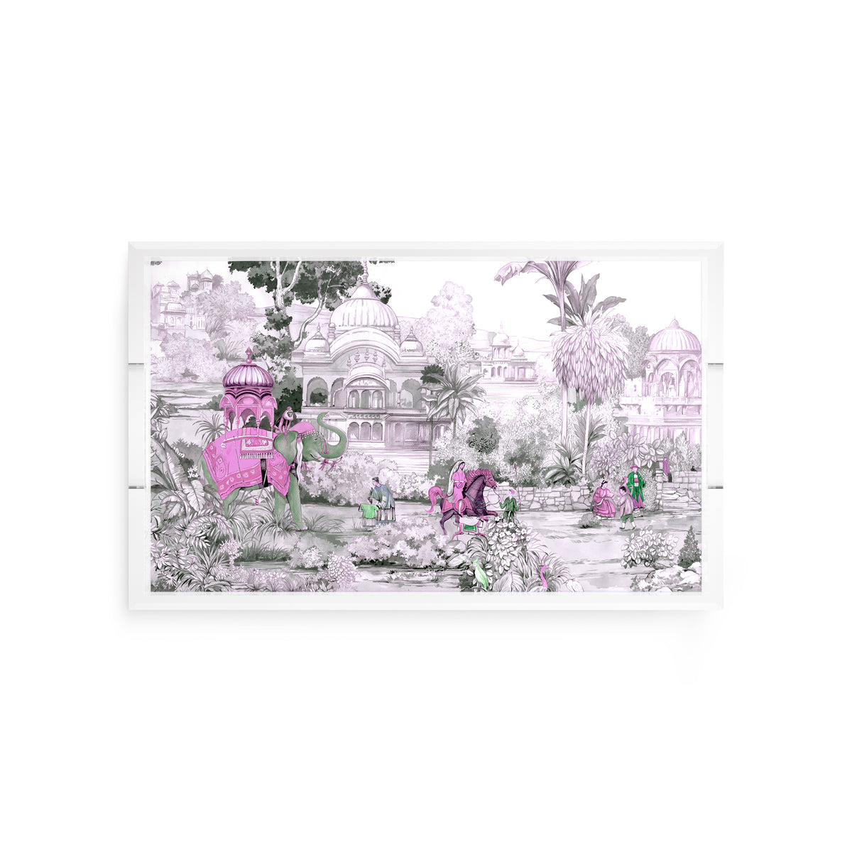 India Scene Verdigris Pink Acrylic Decorative Tray, 12.5 x 7.75 in. by Nicolette Mayer 