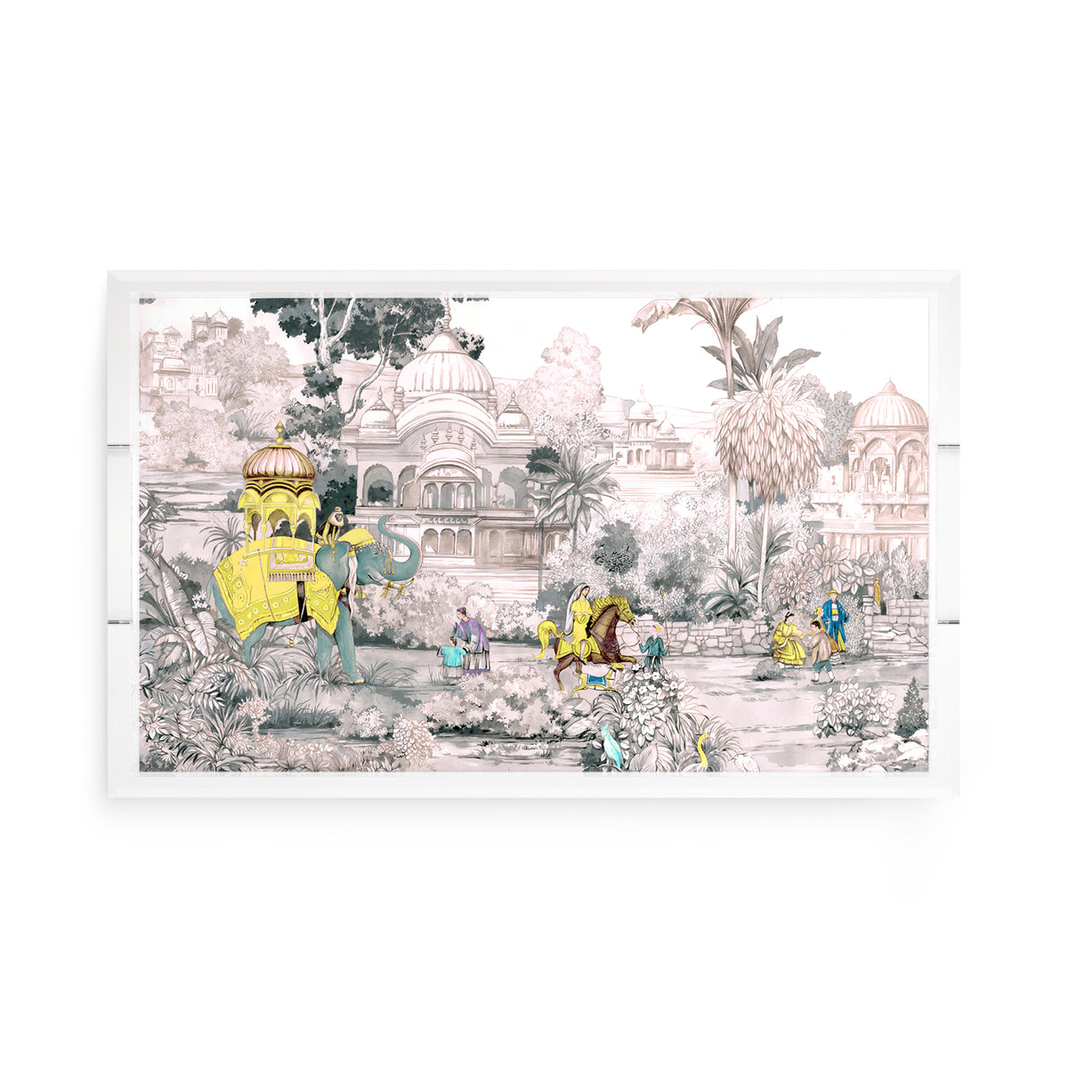 India Scene Yellow Acrylic Decorative Tray, 17 x 10.5 in. by Nicolette Mayer 