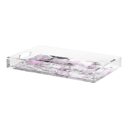India Scene Verdigris Pink Acrylic Decorative Tray, 22.5 x 14.5 in. by Nicolette Mayer 