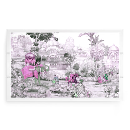 India Scene Verdigris Pink Acrylic Decorative Tray, 22.5 x 14.5 in. by Nicolette Mayer 