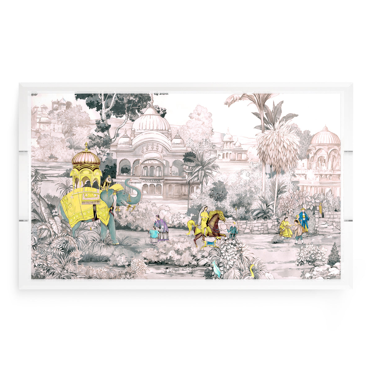 India Scene Yellow Acrylic Decorative Tray, 22.5 x 14.5 in. by Nicolette Mayer 