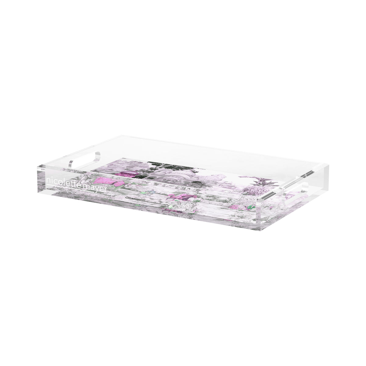 India Scene Verdigris Pink Acrylic Decorative Tray, 17 x 10.5 in. by Nicolette Mayer 