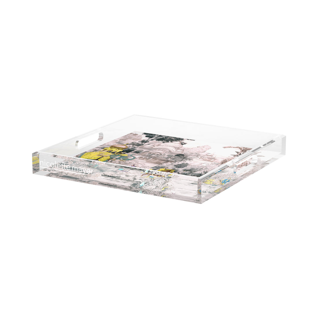 Indian Scene Yellow Acrylic Square Decorative Tray, by Nicolette Mayer