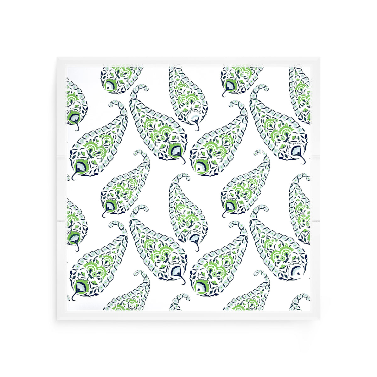 Indian Paisley Green Acrylic Decorative Tray, 12 x 12 in. by Nicolette Mayer 