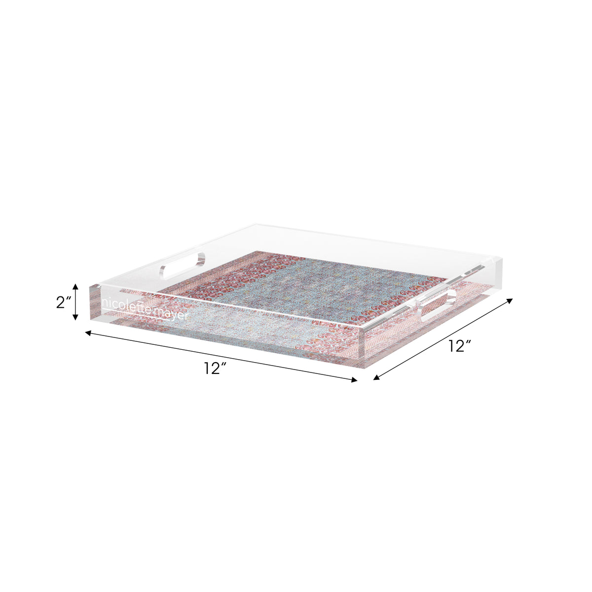 Iznik Overdye Turq Acrylic Decorative Tray, 12 x 12 in. by Nicolette Mayer 