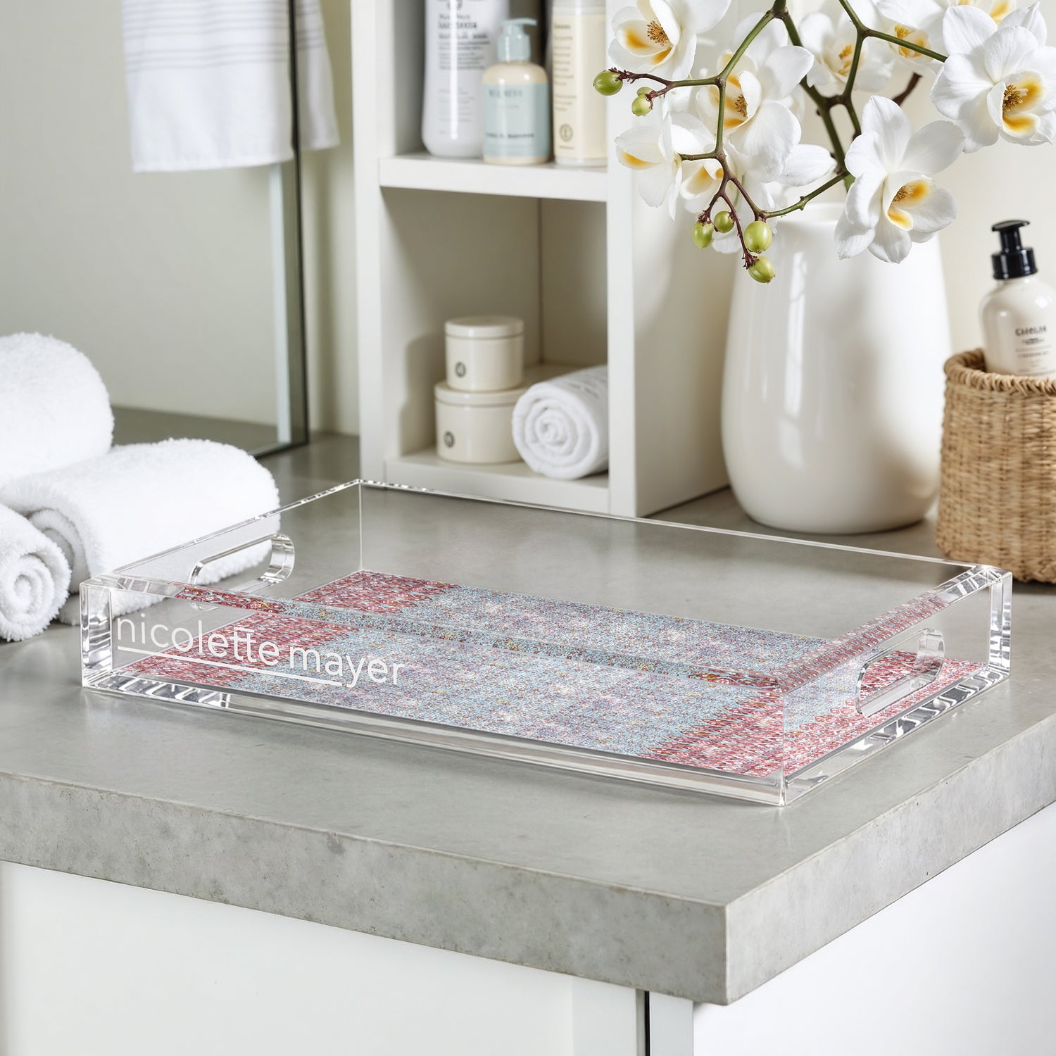 Iznik Red Turquoise 12.5X7.75 Acrylic Tray - nicolettemayer.com
