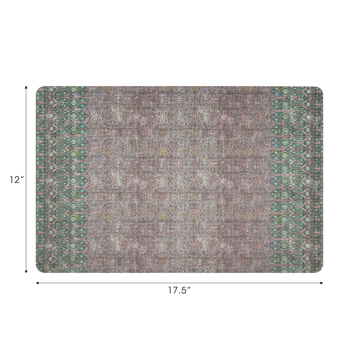 Iznik Green Pink Vegan Leather Rectangle Pebble Placemat