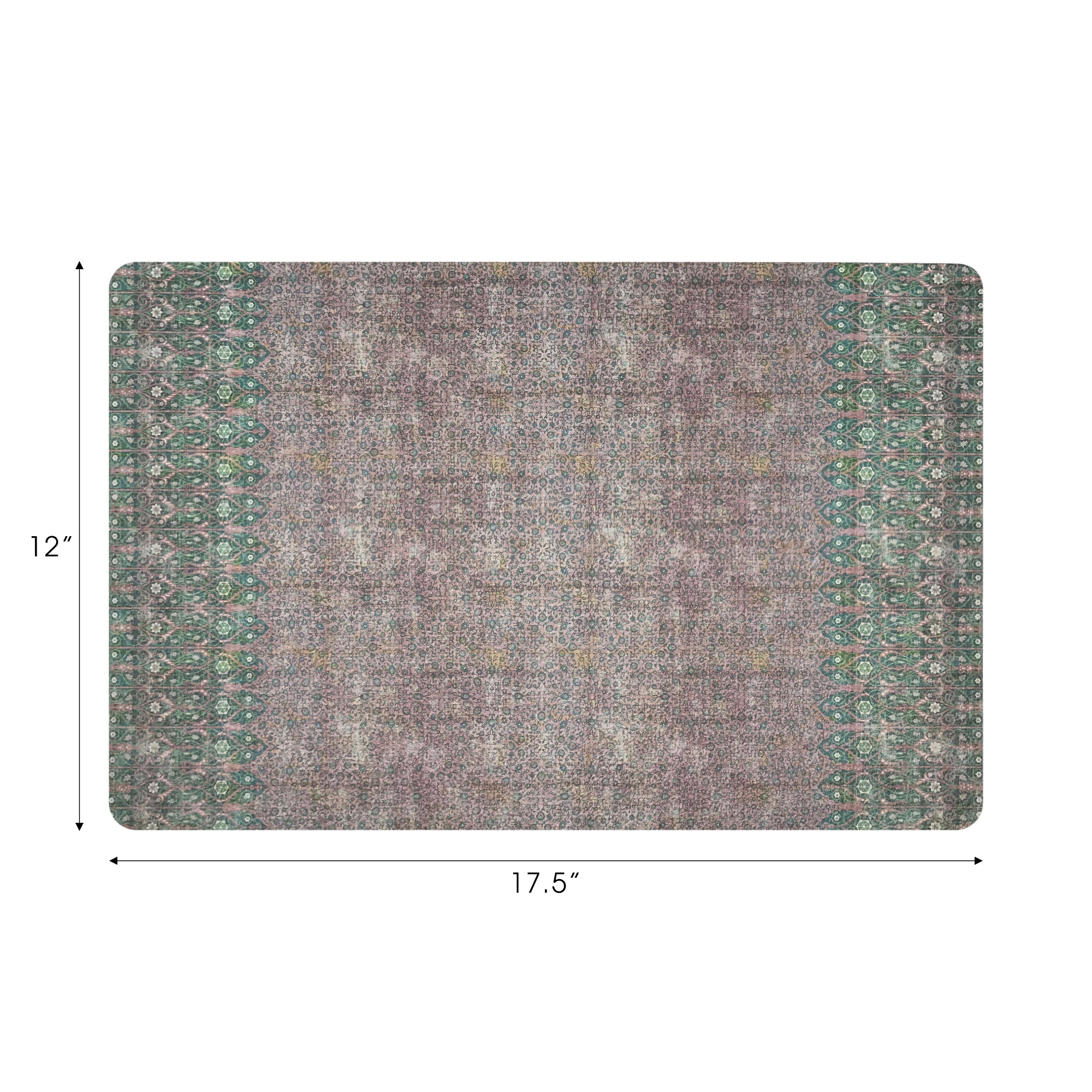 Iznik Green Pink Vegan Leather Rectangle Pebble Placemat
