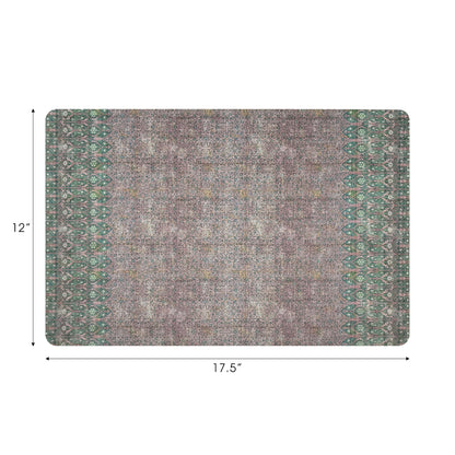 Iznik Green Pink Vegan Leather Rectangle Pebble Placemat
