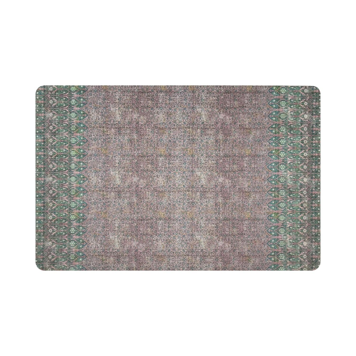 IZNIK GREEN PINK 17.5&quot; Rectangle Pebble Placemat, Set Of 4 - nicolettemayer.com
